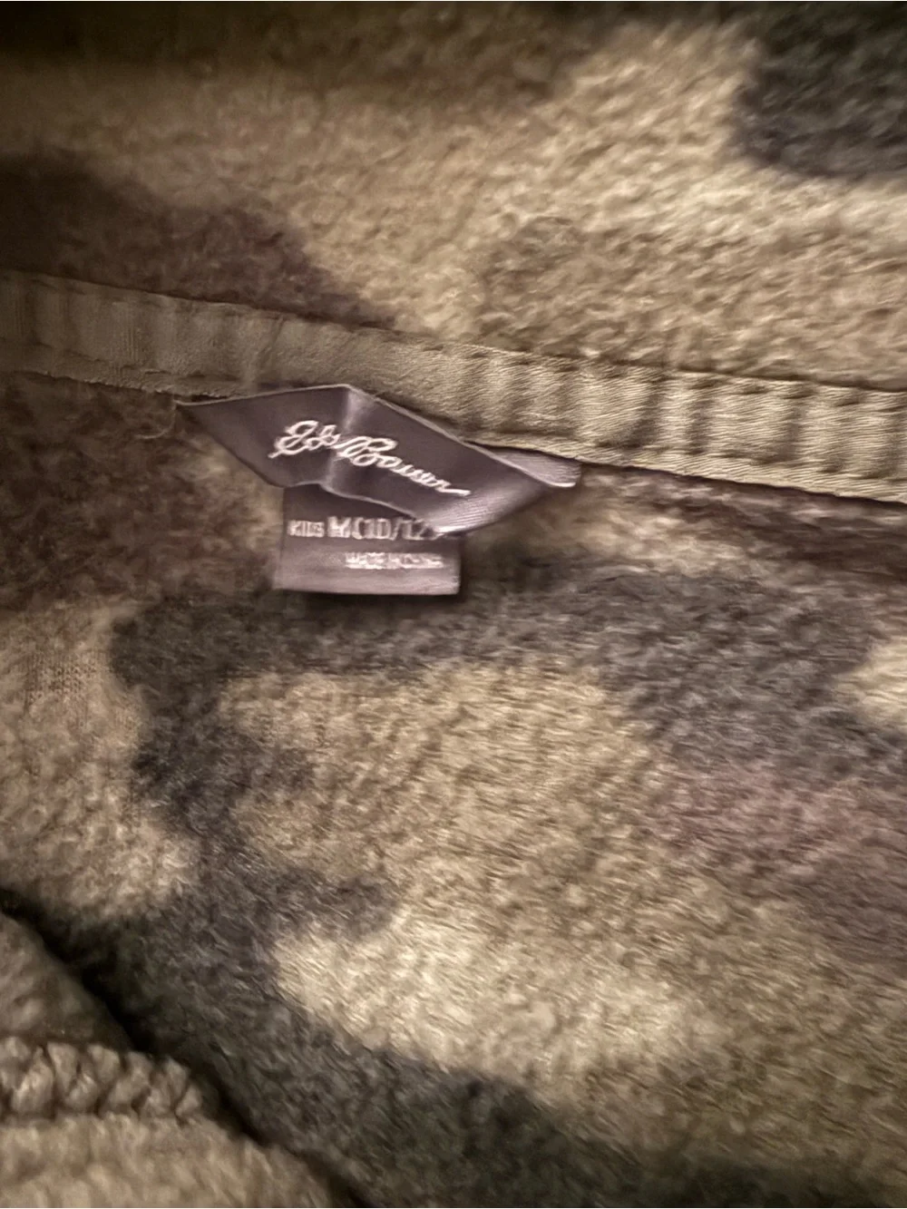 Eddie Bauer Kids Olive & Black Camo Half-Zip Fleece Pullover